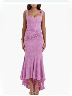 House of CB Cesca floral ruched high-low corset dress